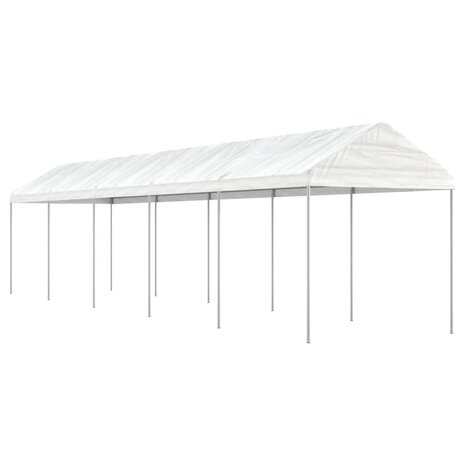 Prieel met dak 11,15x2,28x2,69 m polyetheen wit