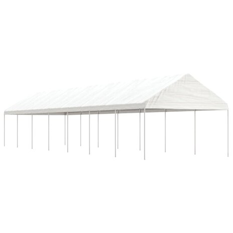 Prieel met dak 15,61x4,08x3,22 m polyetheen wit