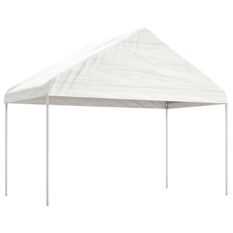 Prieel met dak 15,61x4,08x3,22 m polyetheen wit