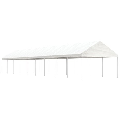 Prieel met dak 20,07x4,08x3,22 m polyetheen wit
