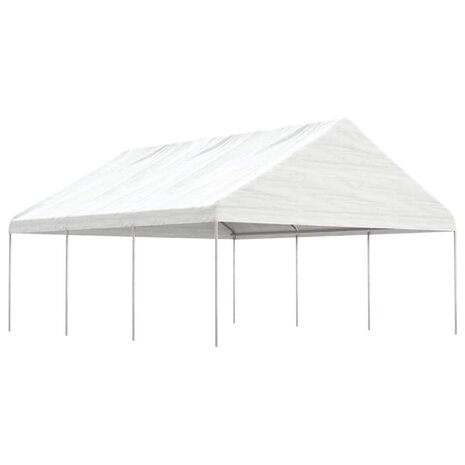 Prieel met dak 6,69x5,88x3,75 m polyetheen wit