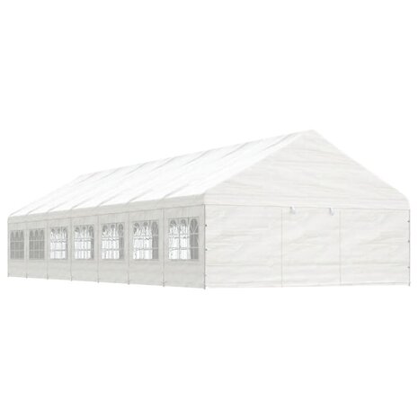 Prieel met dak 15,61x5,88x3,75 m polyetheen wit