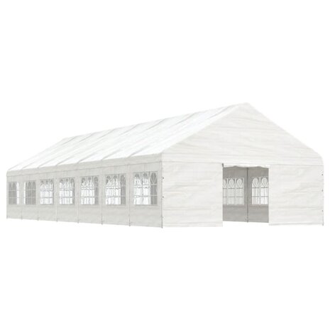 Prieel met dak 15,61x5,88x3,75 m polyetheen wit