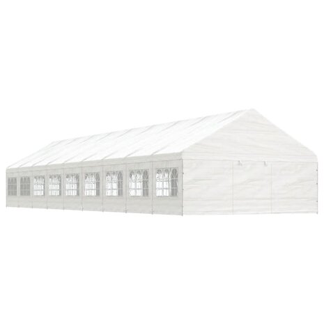 Prieel met dak 20,07x5,88x3,75 m polyetheen wit