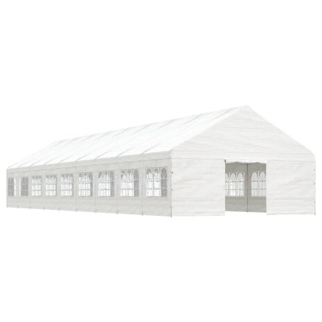 Prieel met dak 20,07x5,88x3,75 m polyetheen wit