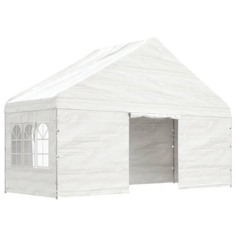 Prieel met dak 20,07x5,88x3,75 m polyetheen wit