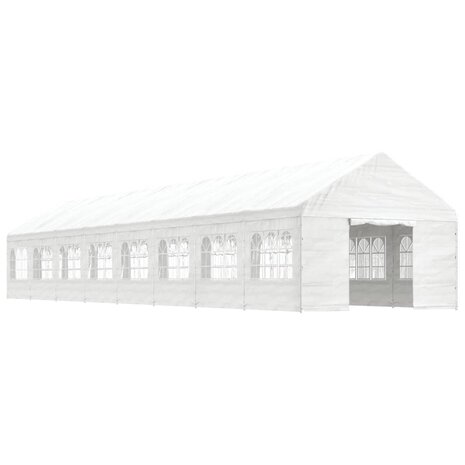 Prieel met dak 17,84x4,08x3,22 m polyetheen wit