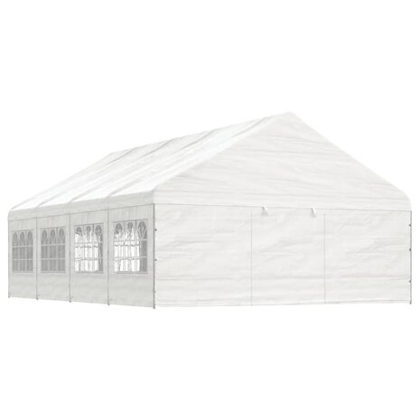 Prieel met dak 8,92x5,88x3,75 m polyetheen wit