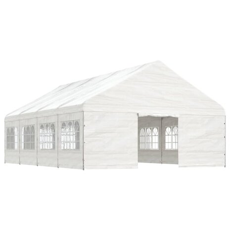 Prieel met dak 8,92x5,88x3,75 m polyetheen wit