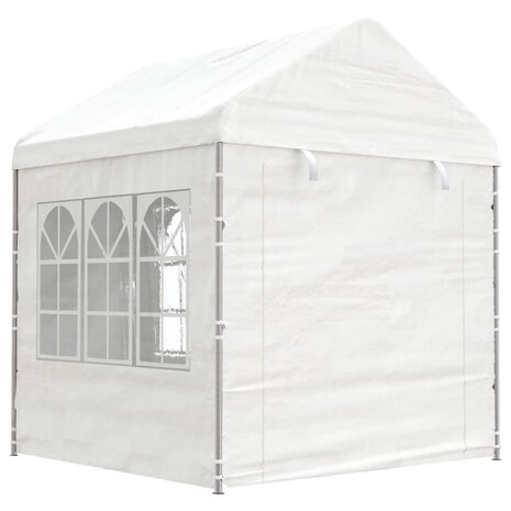 Prieel met dak 8,92x2,28x2,69 m polyetheen wit