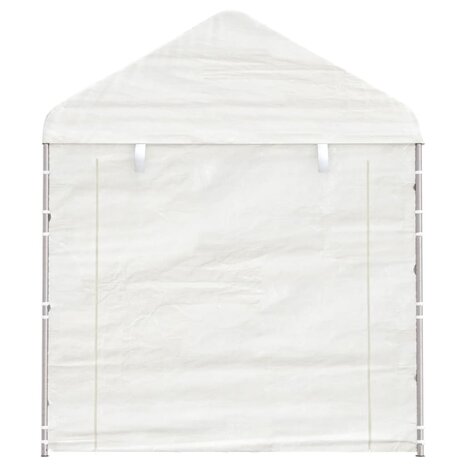 Prieel met dak 13,38x2,28x2,69 m polyetheen wit
