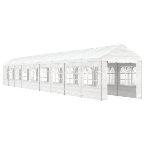Prieel met dak 20,07x2,28x2,69 m polyetheen wit