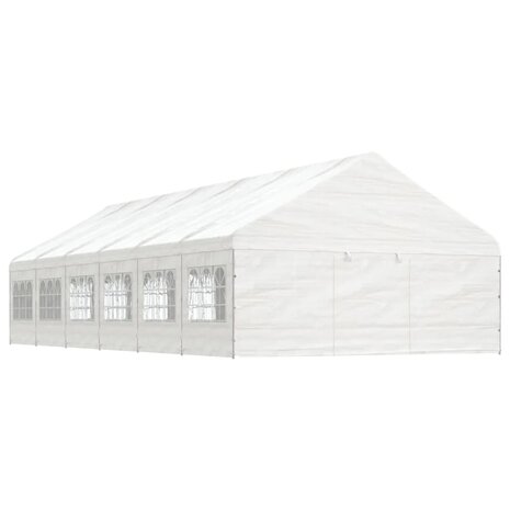 Prieel met dak 13,38x5,88x3,75 m polyetheen wit