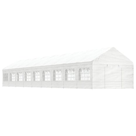 Prieel met dak 20,07x4,08x3,22 m polyetheen wit