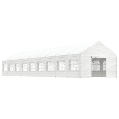 Prieel met dak 20,07x4,08x3,22 m polyetheen wit