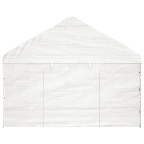 Prieel met dak 20,07x4,08x3,22 m polyetheen wit