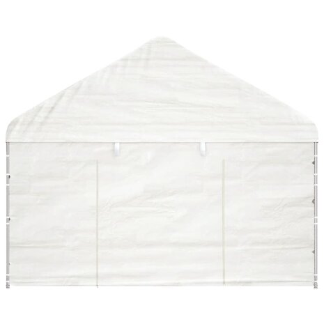Prieel met dak 6,69x4,08x3,22 m polyetheen wit