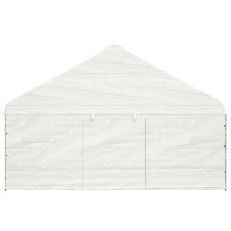 Prieel met dak 17,84x5,88x3,75 m polyetheen wit