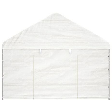 Prieel met dak 4,08x2,23x3,22 m polyetheen wit