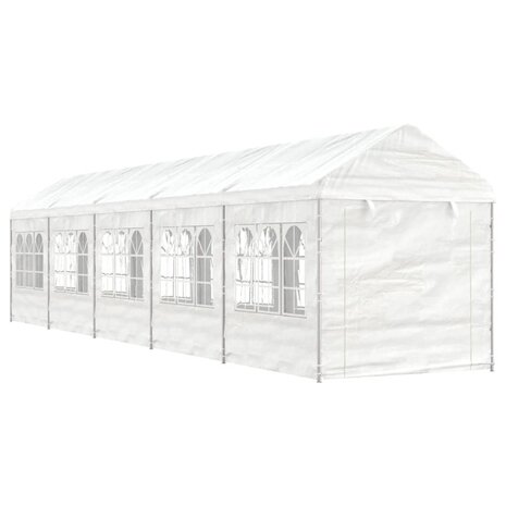 Prieel met dak 11,15x2,28x2,69 m polyetheen wit