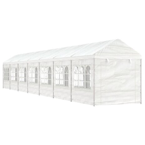 Prieel met dak 15,61x2,28x2,69 m polyetheen wit
