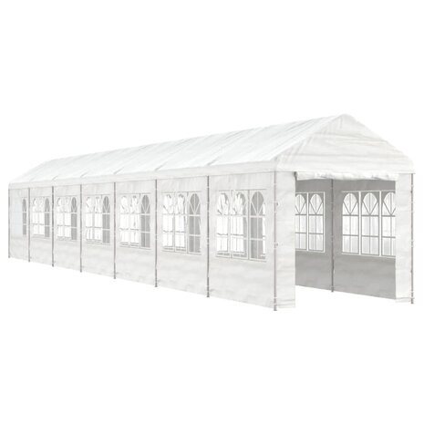 Prieel met dak 15,61x2,28x2,69 m polyetheen wit