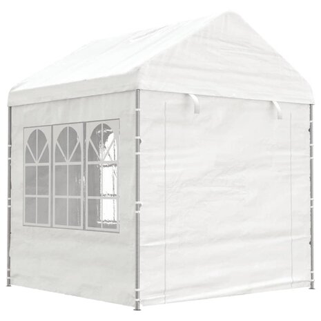 Prieel met dak 15,61x2,28x2,69 m polyetheen wit