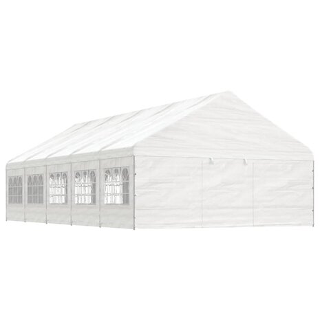 Prieel met dak 11,15x5,88x3,75 m polyetheen wit
