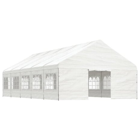 Prieel met dak 11,15x5,88x3,75 m polyetheen wit
