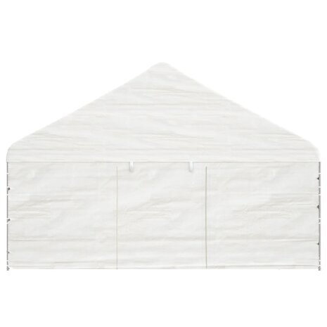 Prieel met dak 6,69x5,88x3,75 m polyetheen wit