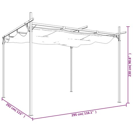 Pergola met uitschuifbaar dak 295x292x230 crèmekleurig