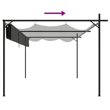 Pergola met uitschuifbaar dak 395x292x230 antracietkleurig