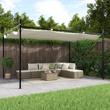 Pergola met uitschuifbaar dak 395x292x230 crèmekleurig