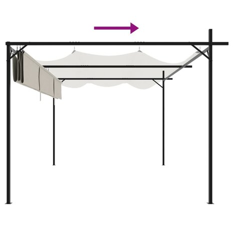 Pergola met uitschuifbaar dak 395x292x230 crèmekleurig
