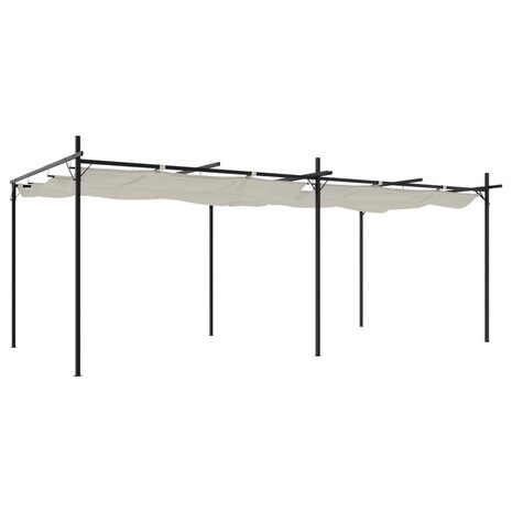 Pergola met uitschuifbaar dak 589x292x230 crèmekleurig
