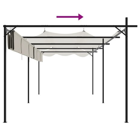Pergola met uitschuifbaar dak 589x292x230 crèmekleurig