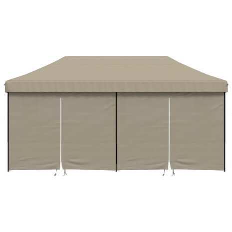 Partytent inklapbaar pop-up met 4 zijwanden taupe