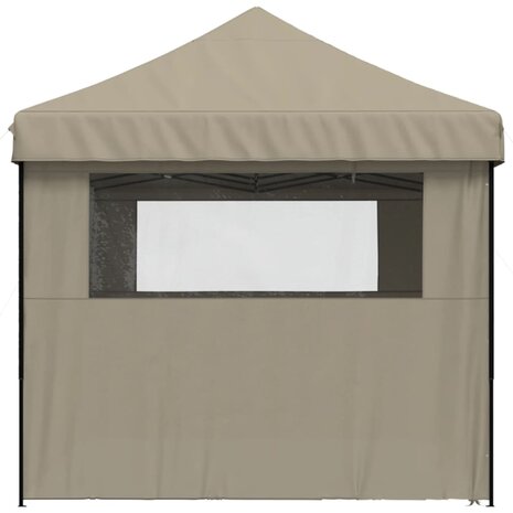 Partytent inklapbaar pop-up met 4 zijwanden taupe