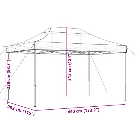 Partytent inklapbaar pop-up 440x292x315 cm bruin