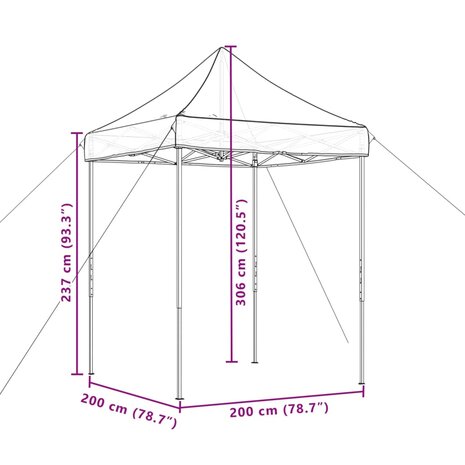 Partytent inklapbaar pop-up 200x200x306 cm bruin