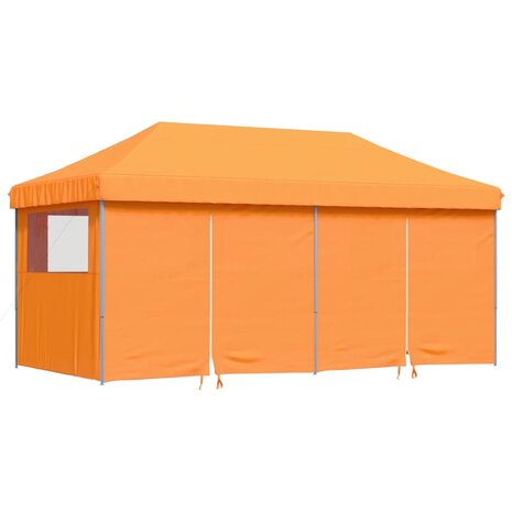 Partytent inklapbaar pop-up met 4 zijwanden oranje