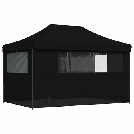 Partytent inklapbaar pop-up met 4 zijwanden zwart