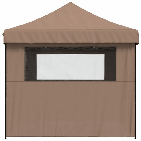 Partytent inklapbaar pop-up met 4 zijwanden bruin