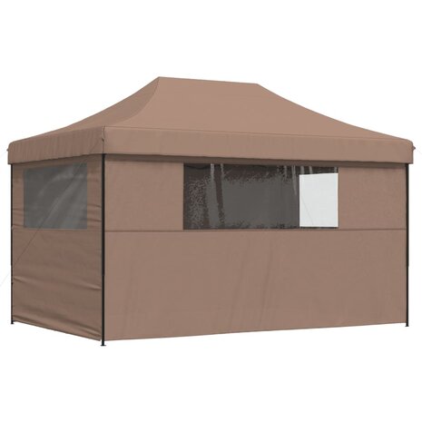 Partytent inklapbaar pop-up met 4 zijwanden bruin