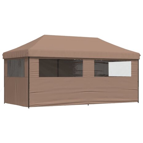 Partytent inklapbaar pop-up met 4 zijwanden bruin