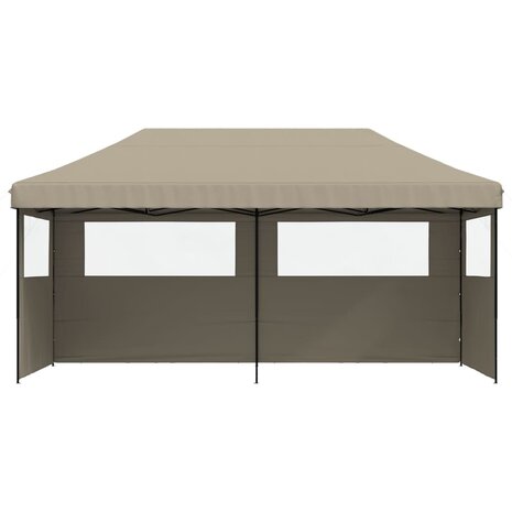 Partytent inklapbaar pop-up met 3 zijwanden taupe