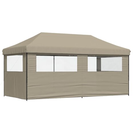 Partytent inklapbaar pop-up met 3 zijwanden taupe