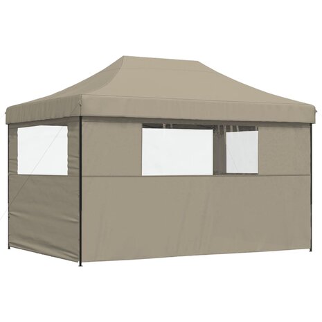 Partytent inklapbaar pop-up met 3 zijwanden taupe
