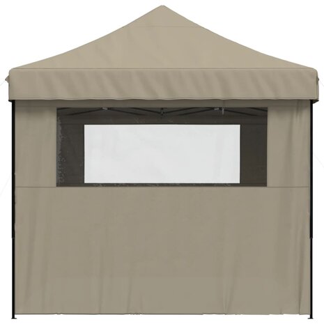 Partytent inklapbaar pop-up met 4 zijwanden taupe