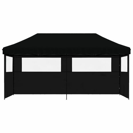 Partytent inklapbaar pop-up met 3 zijwanden zwart